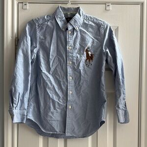 BUNDLE Polo Ralph Lauren Youth Boys Medium Big Pony Chambray/Blue Gingham Cotton